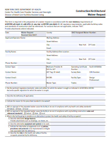 Construction Architectural Waiver Form