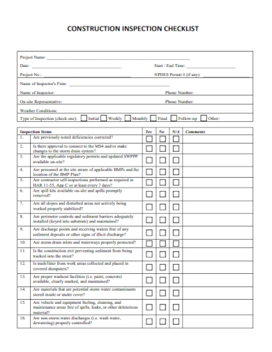 Construction Cleaning Inspection Checklist