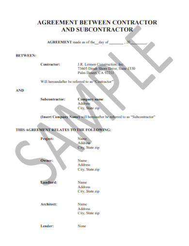 Construction Company Contractor Agreement