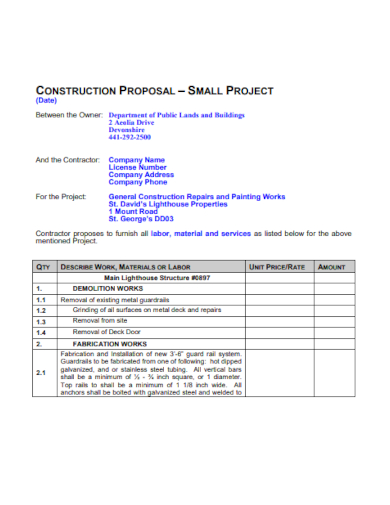 Construction Company Project Proposal