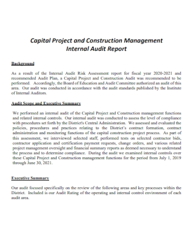 Construction Management Audit Report