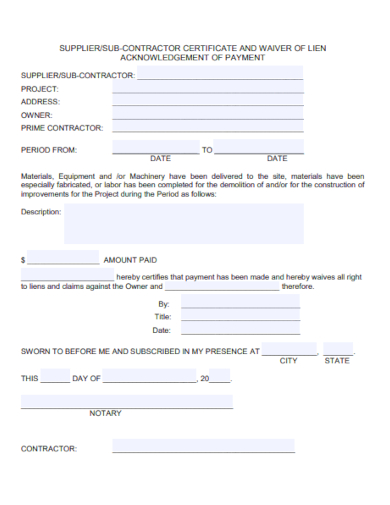Construction Payment Waiver Form