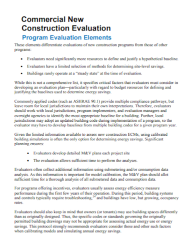 Construction Program Evaluation Report