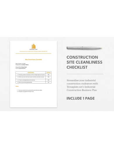Construction Site Cleaniness Checklist Template