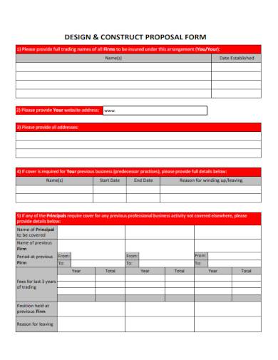 Design and Construct Proposal Form
