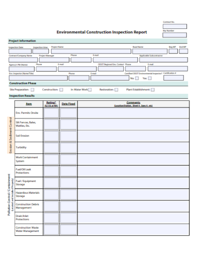 Environmental Construction Inspection Report