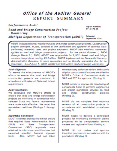 General Construction Audit Report