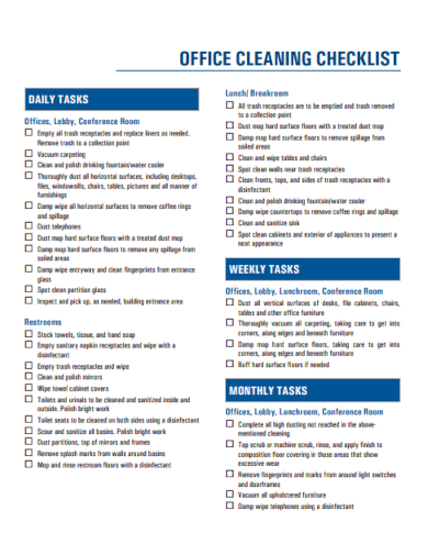 Office Construction Cleaning Checklist