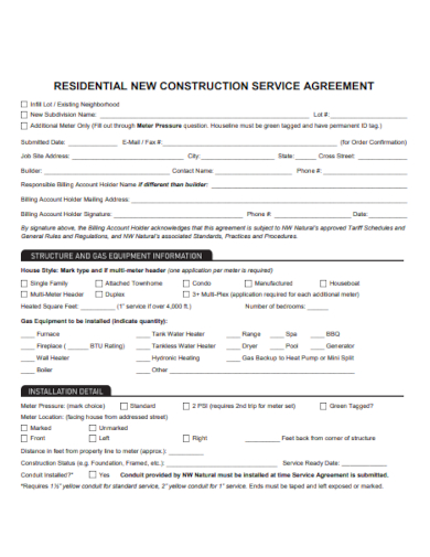 Residential New Construction Agreement