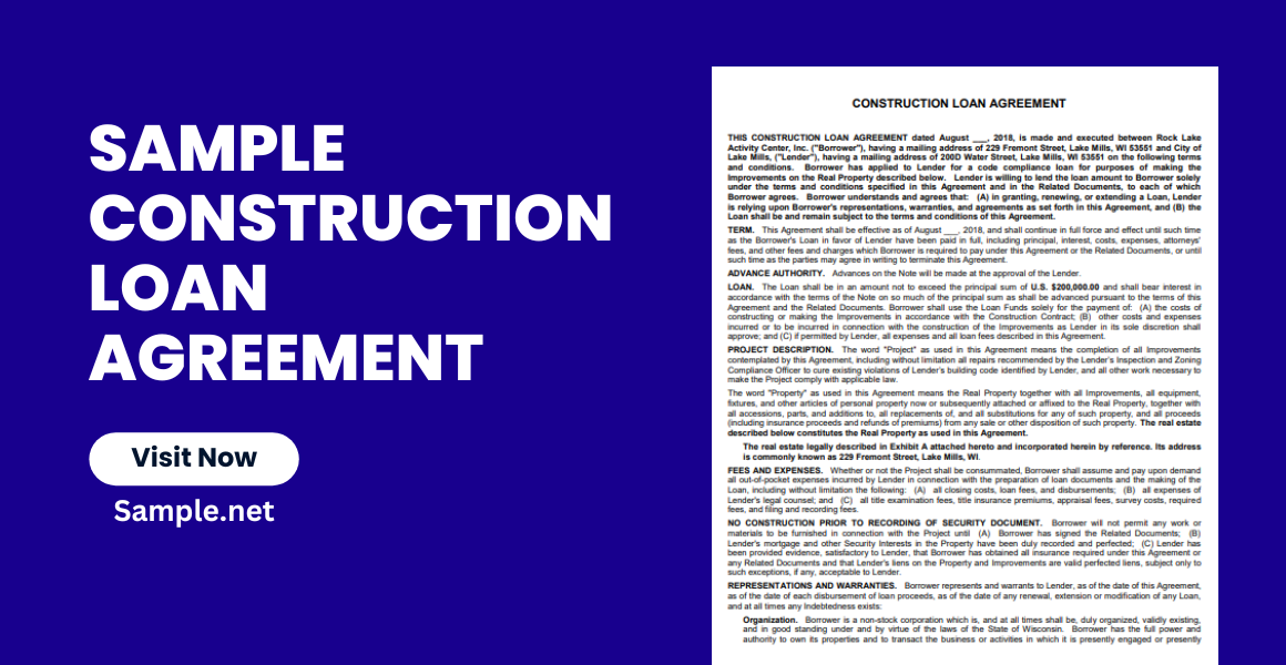 sample construction loan agreement
