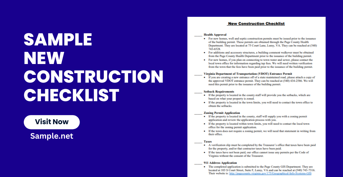 sample new construction checklist