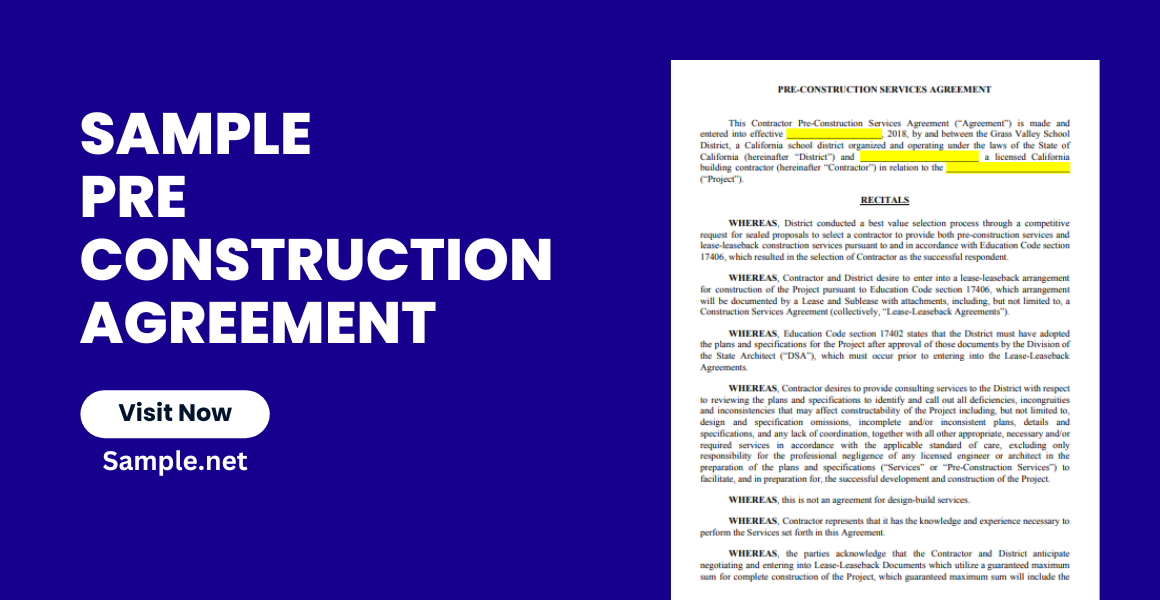 sample pre construction agreement