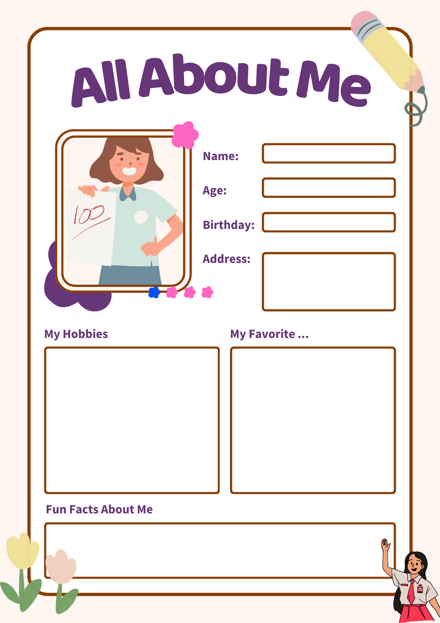 2nd grade all about me worksheet