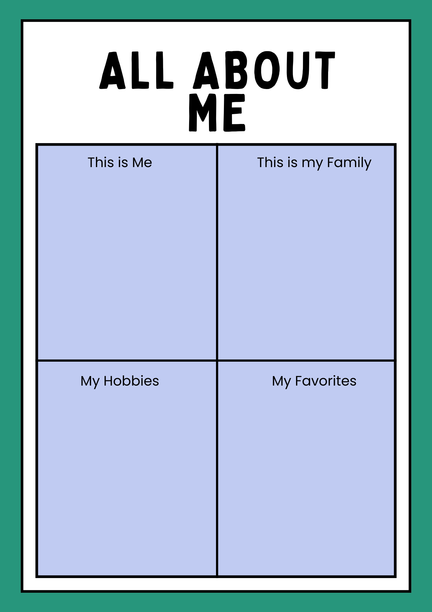 All About me Worksheet for LKG