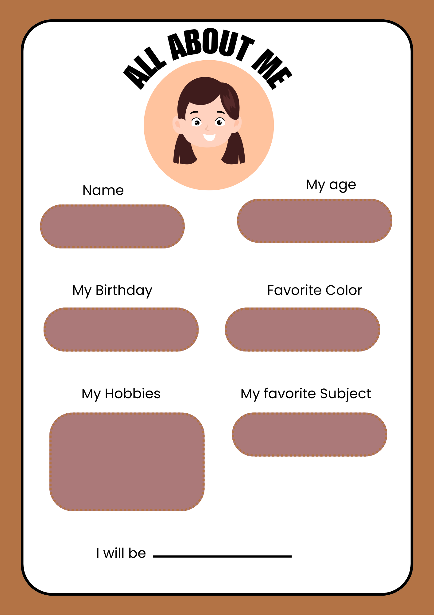 All About me Worksheet for Primary Students