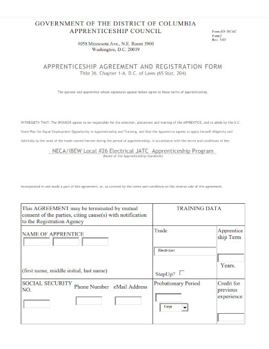 Apprenticeship Agreement and Registration Form
