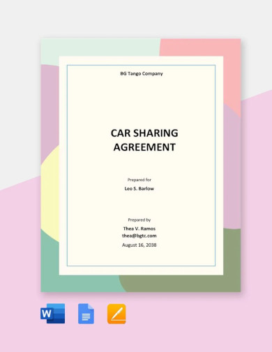 Car Sharing Agreement Template