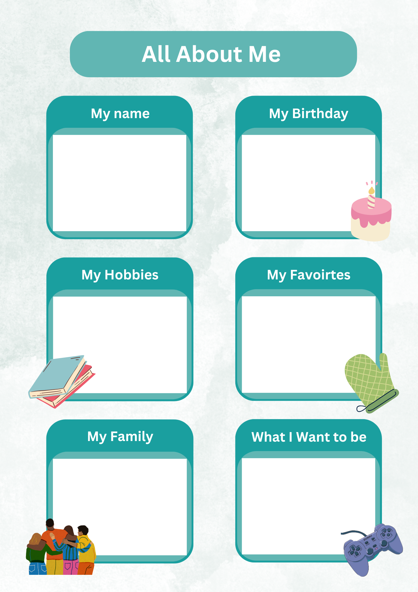 Colorful All About me Worksheet