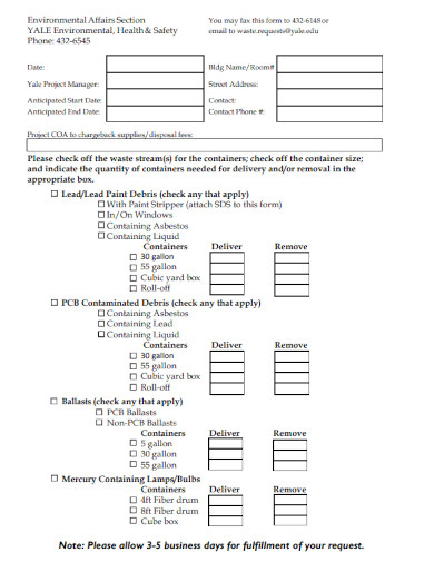 Construction Waste Removal Request Form