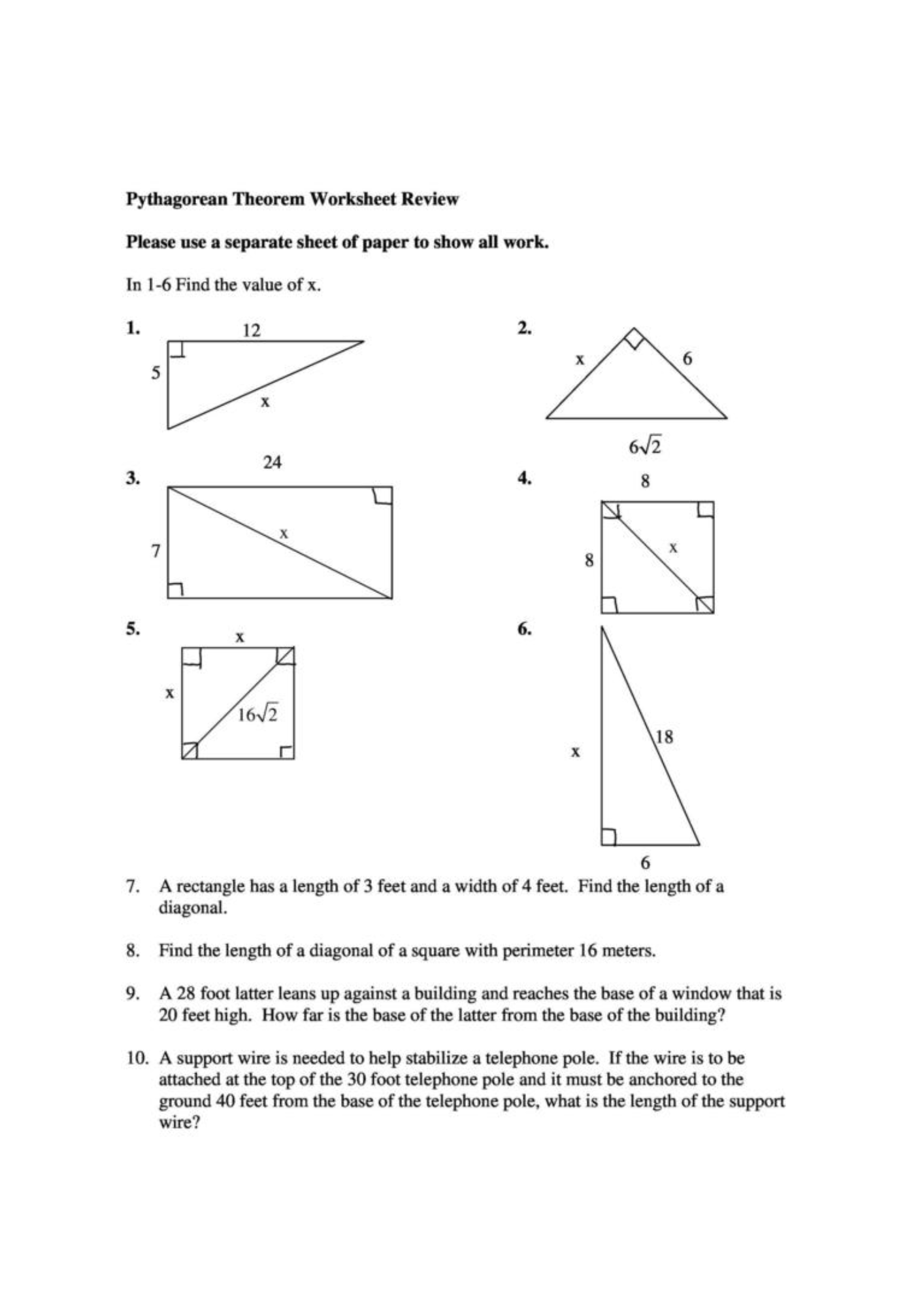 Converse of Pythagorean Theorem Worksheet