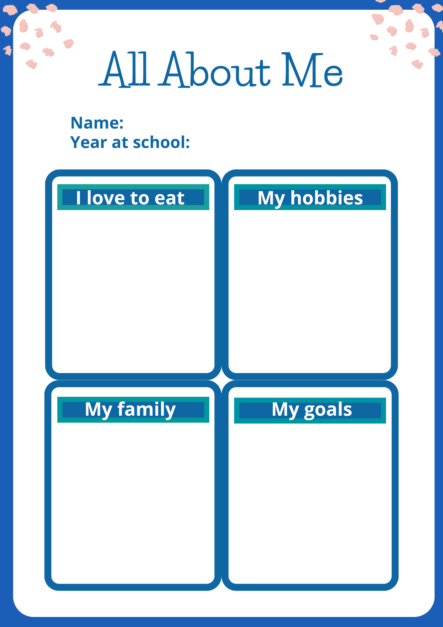 Creative All about me worksheet