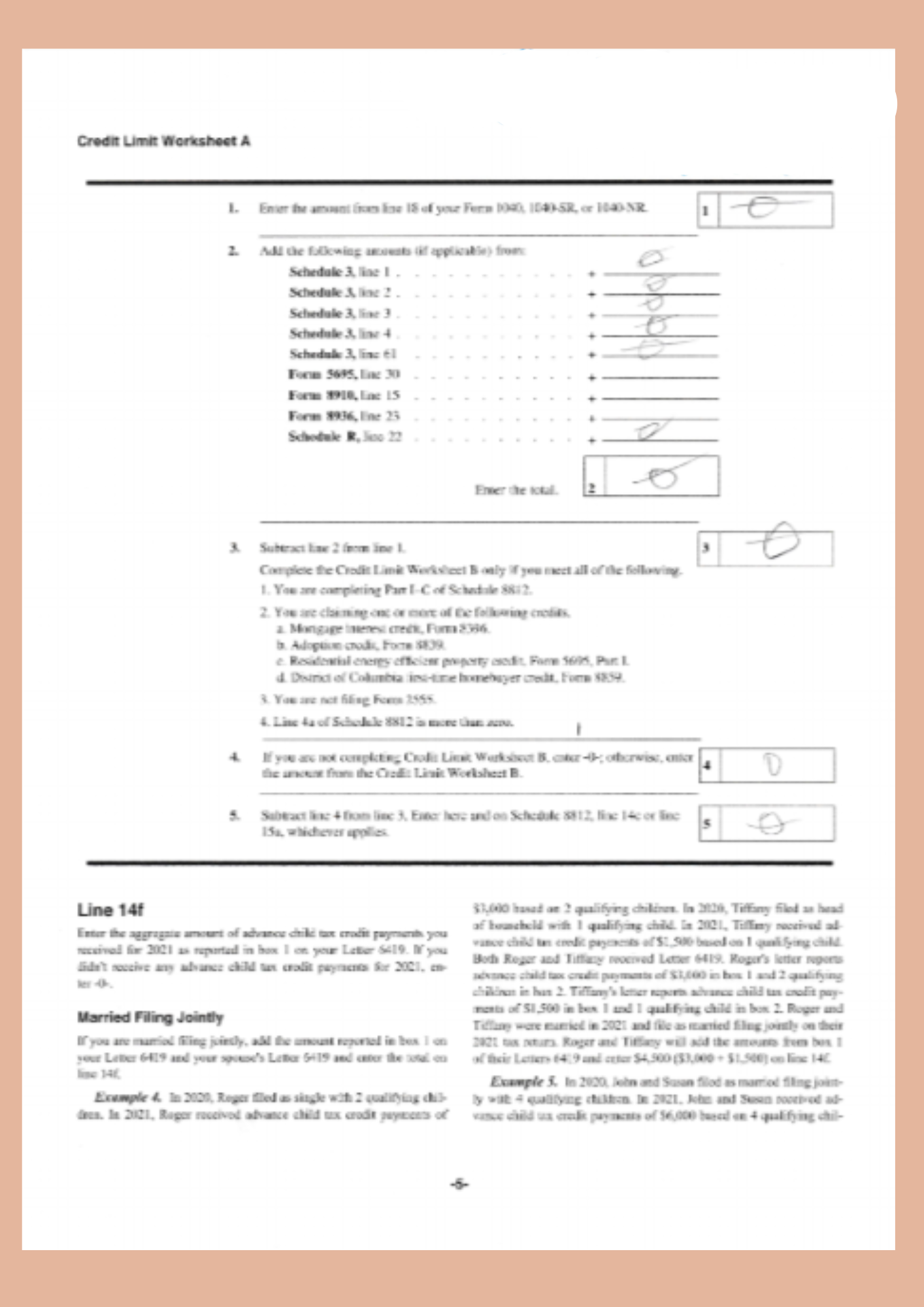 Credit Limit Worksheet A