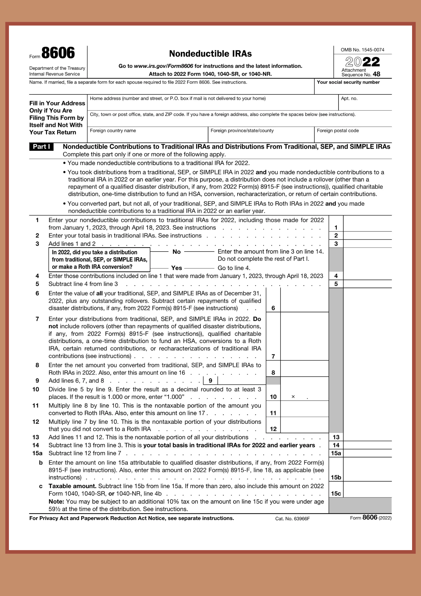 Credit Limit Worksheet Form 8606