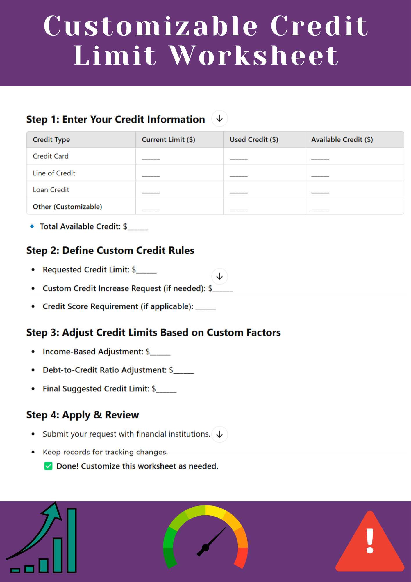 Customizable Credit Limit Worksheet