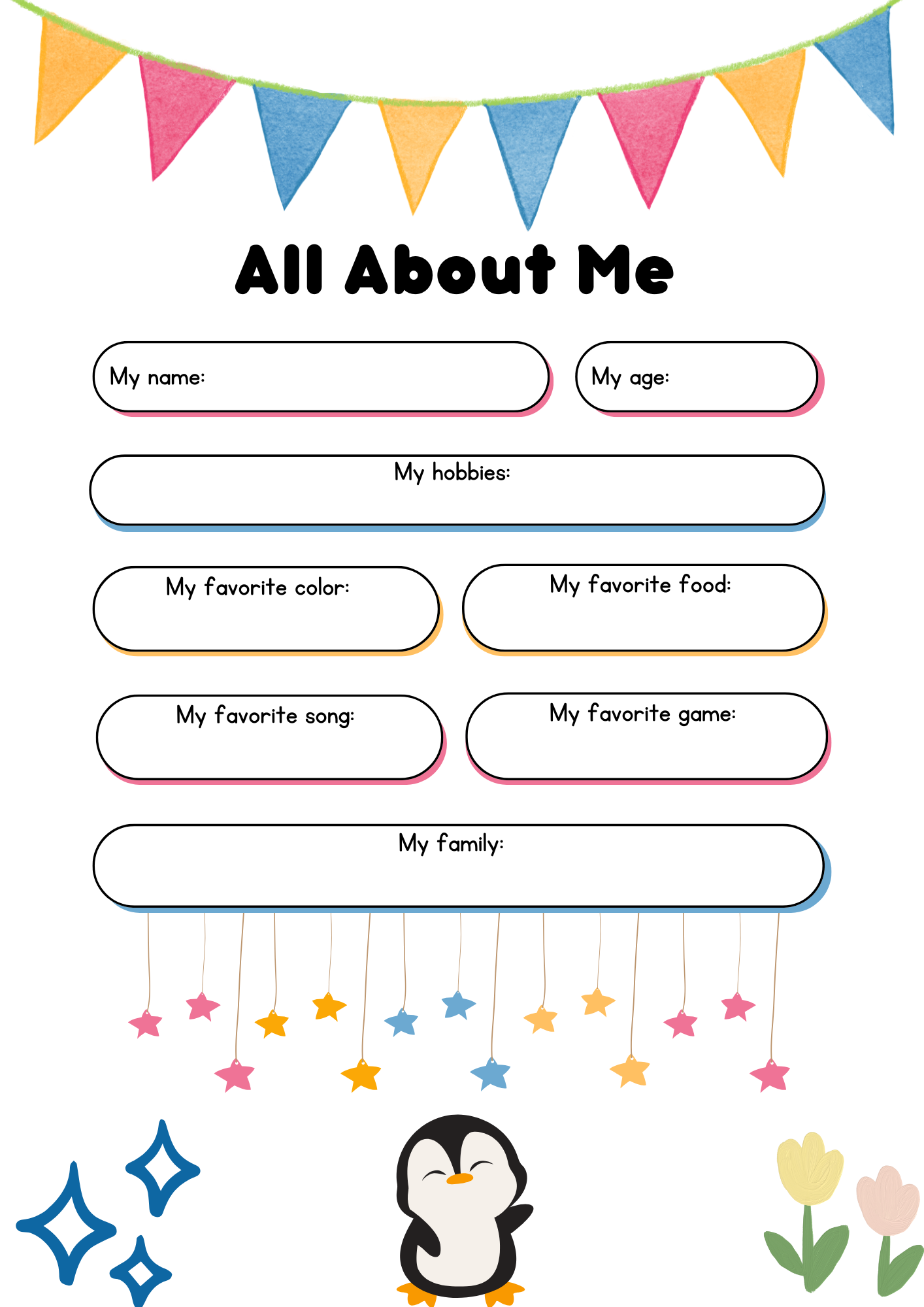 Cute all about me Worksheet