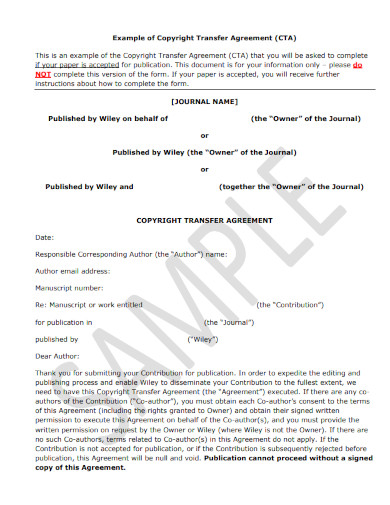 Example of Copyright Transfer Agreement 