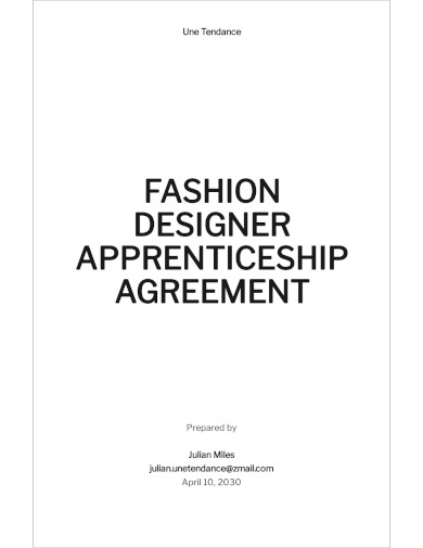 Free Fashion Designer Apprenticeship Agreement Template