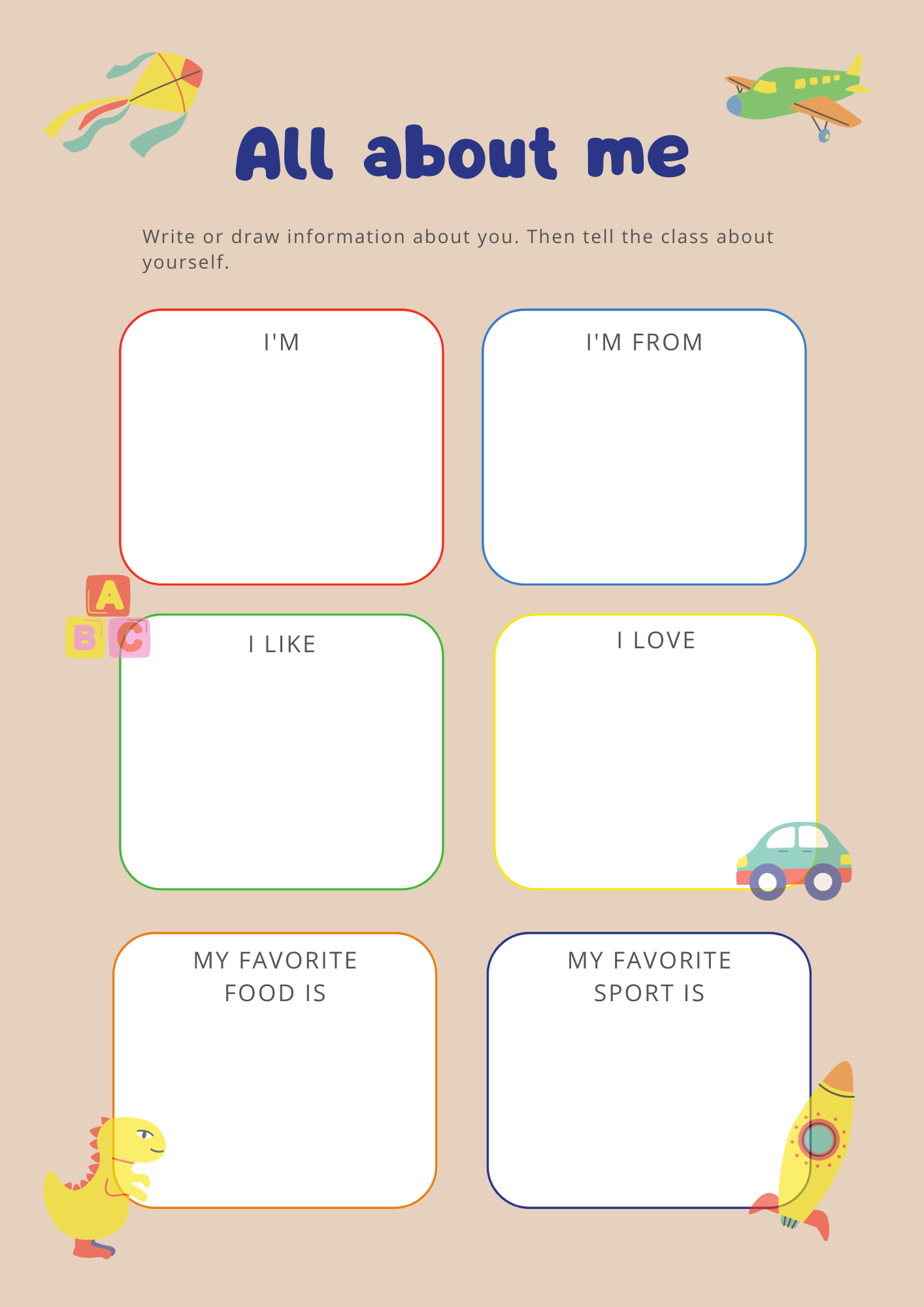 Free Printable all about me Worksheet