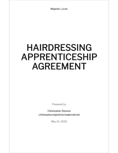 Hairdressing Apprenticeship Agreement Template