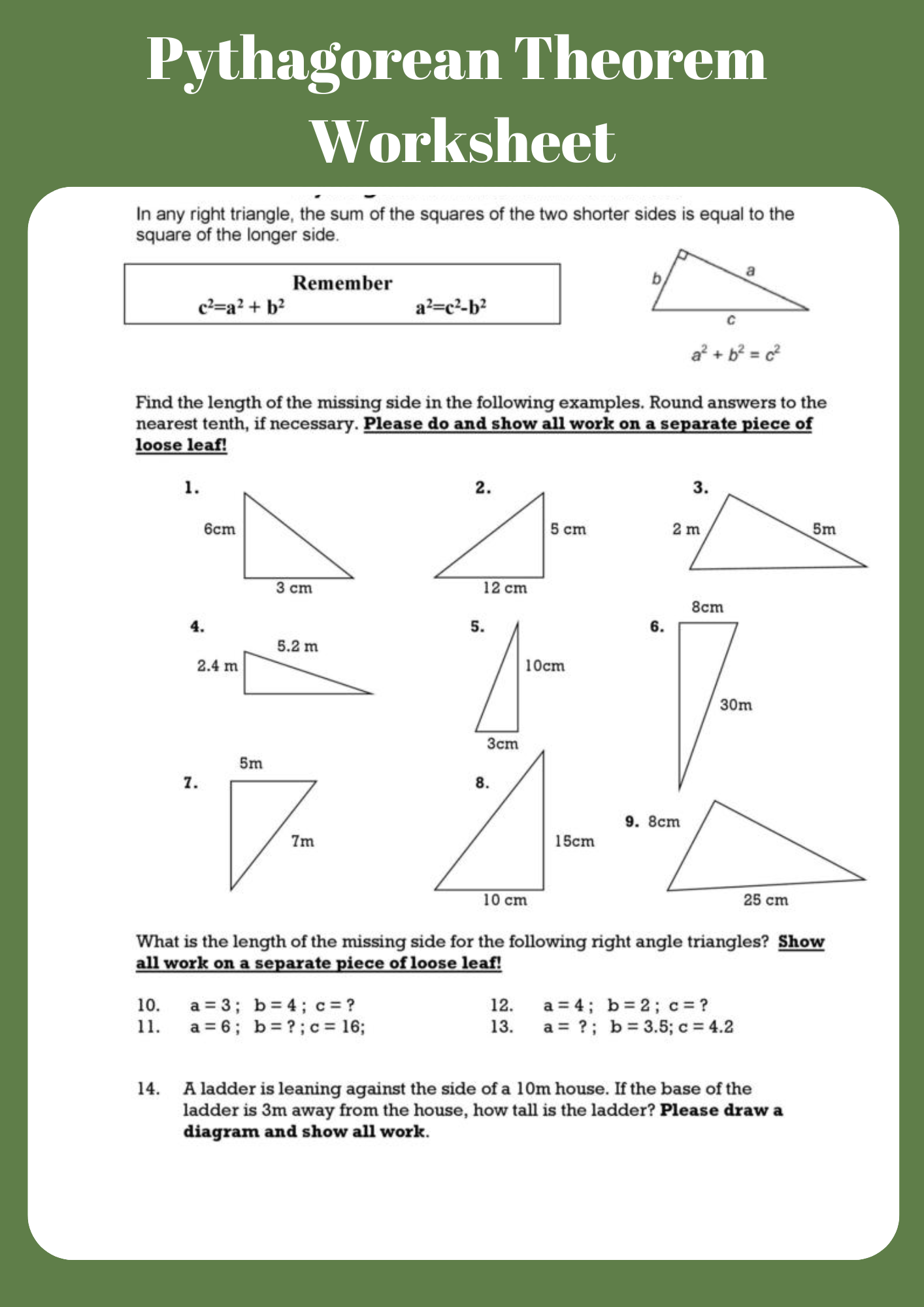 Hard Pythagorean Theorem Worksheet