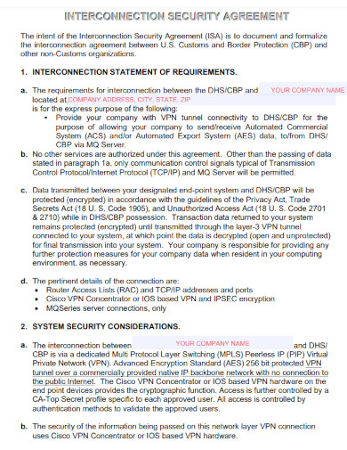 Interconnection Security Agreement Template 