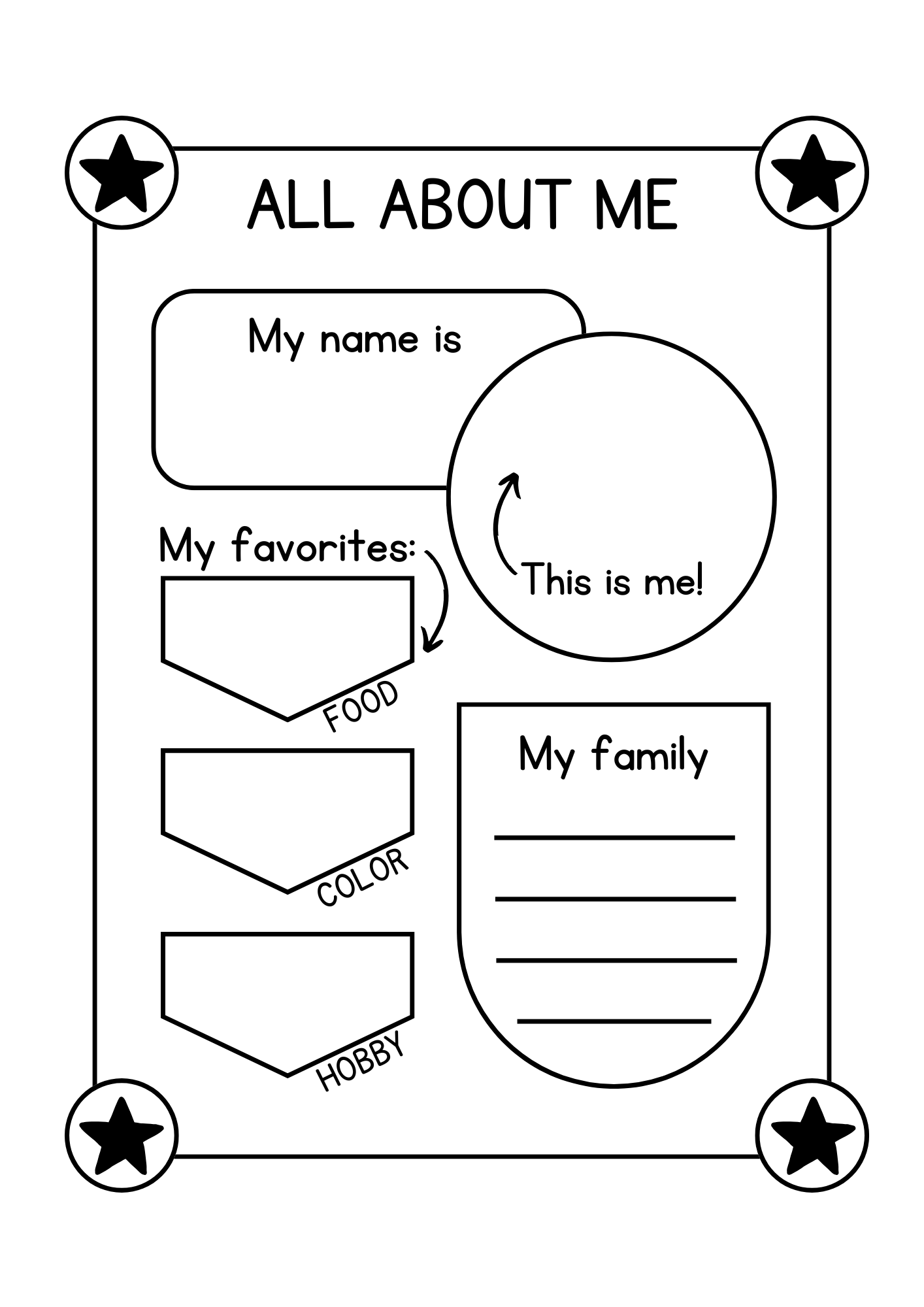 Interesting all about me worksheet