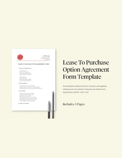 Lease To Purchase Option Agreement Form Template
