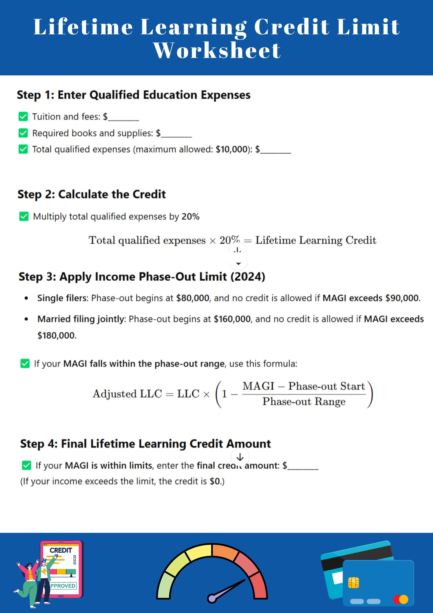 Lifetime Learning Credit Limit Worksheet