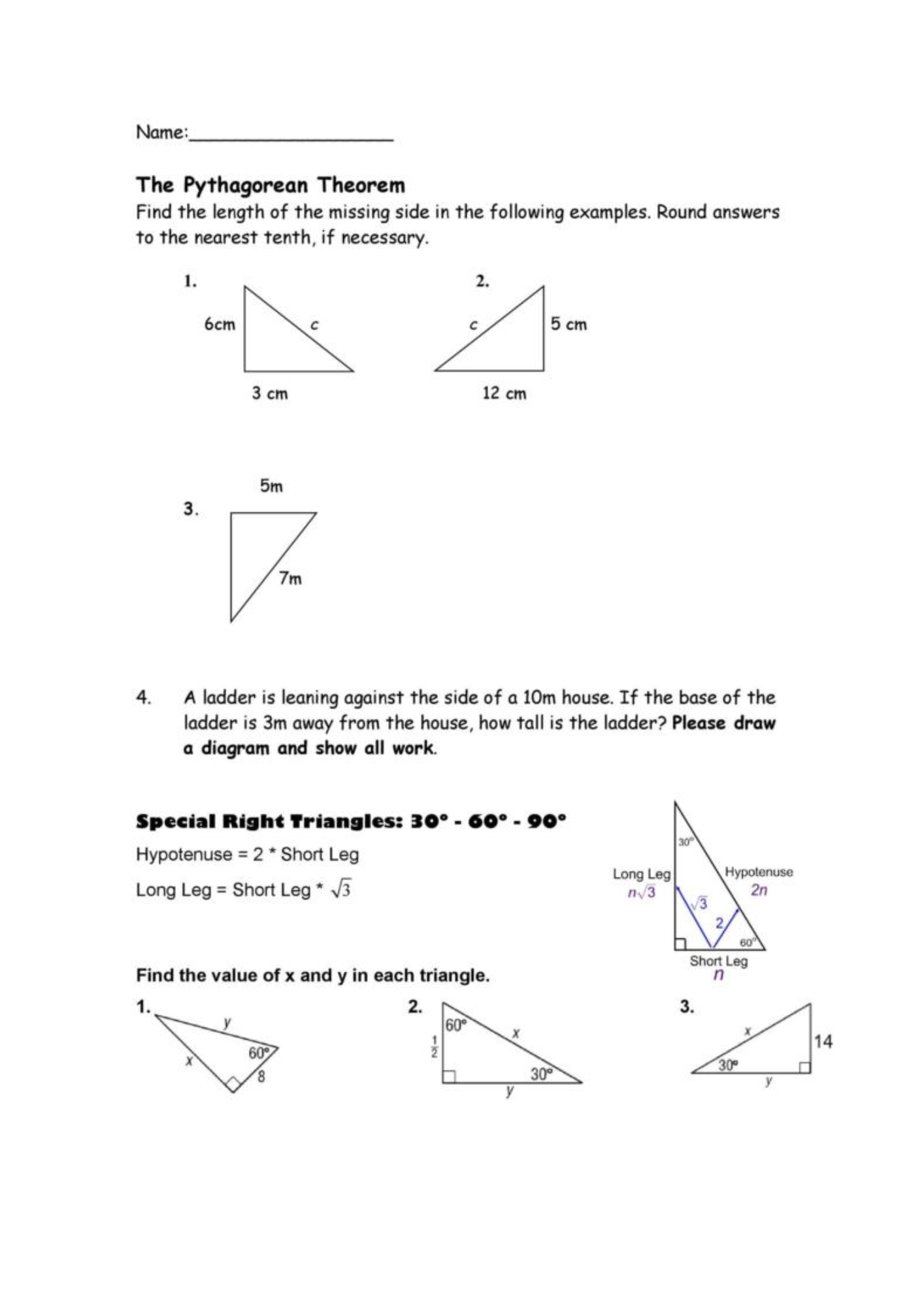 Moderate Pythagorean Theorem Worksheet