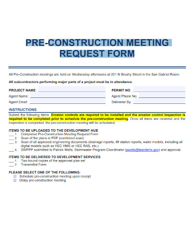 PRE Construction MEETING Request Form