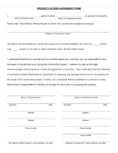 Property Access Agreement Form 