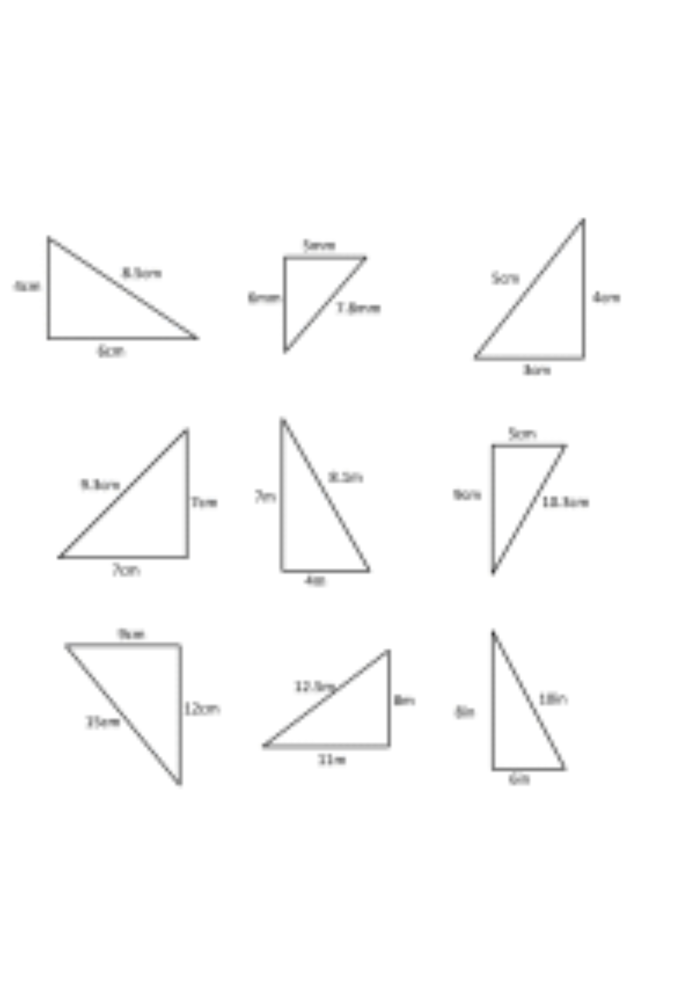 Pythagorean Theorem Triangle Worksheet