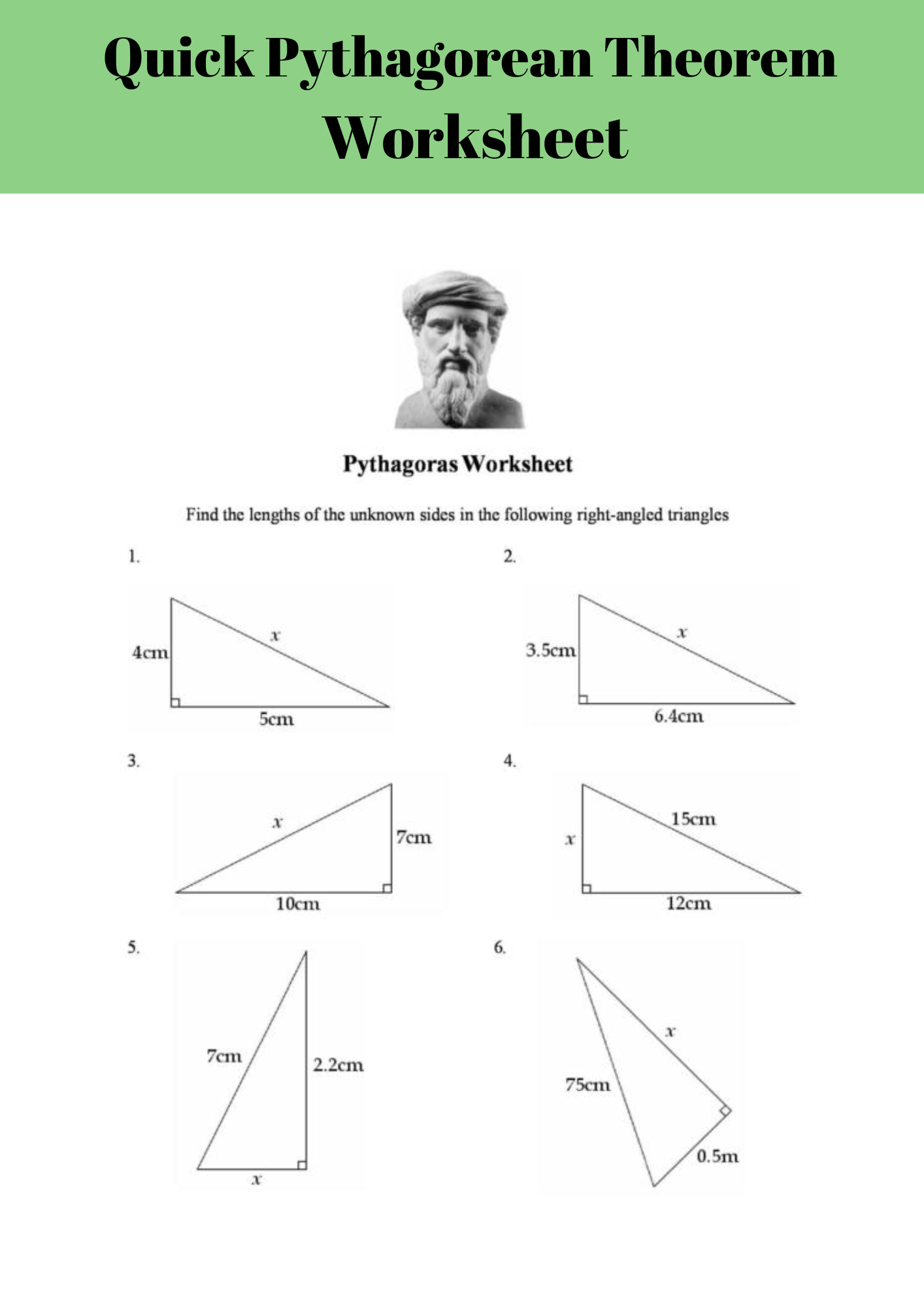 Quick Pythagorean Theorem Worksheet