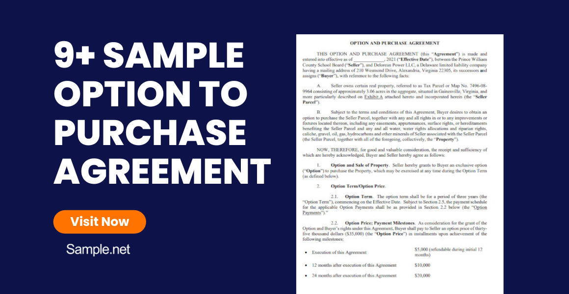 sample option to purchase agreement