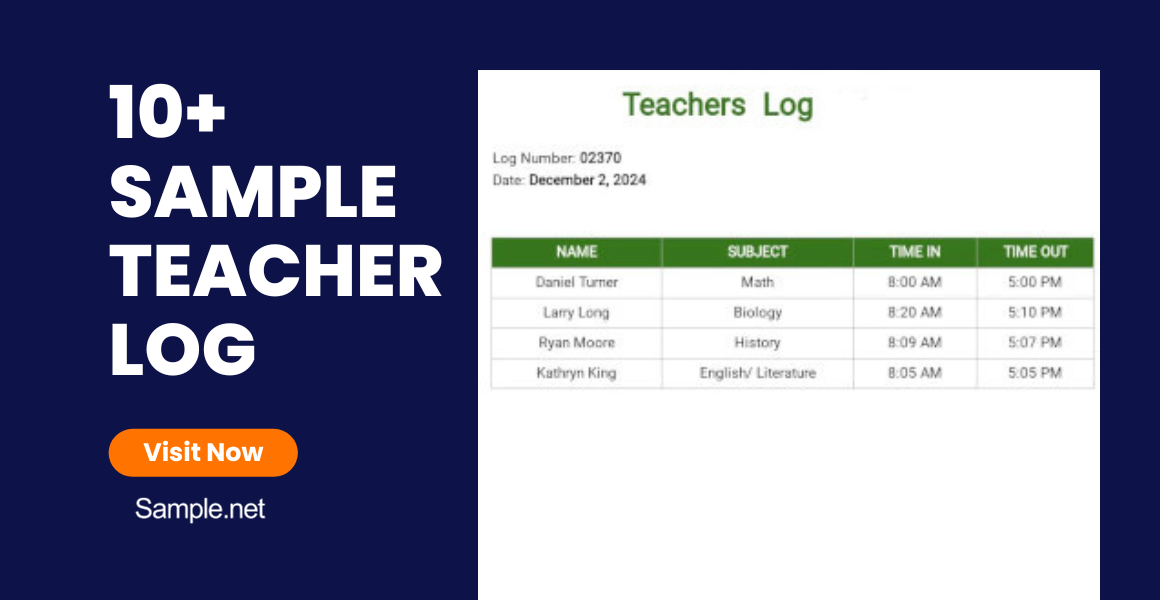 sample teacher log