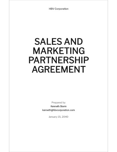Sales and Marketing Partnership Agreement Template