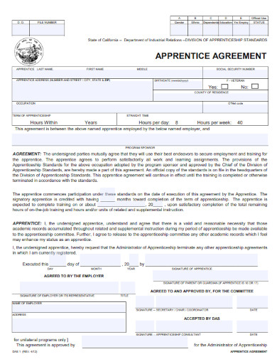 Sample Application Apprenticeship Agreement