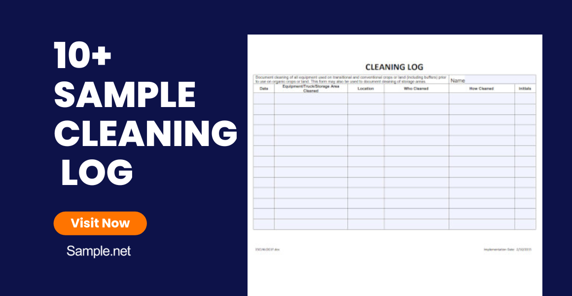 sample cleaning log
