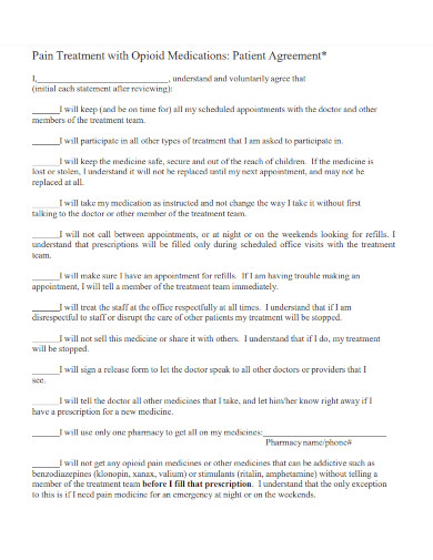 Sample Patient Agreement Forms