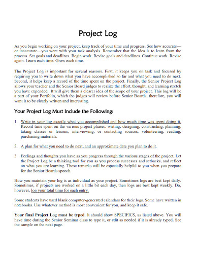 Sample Project Log
